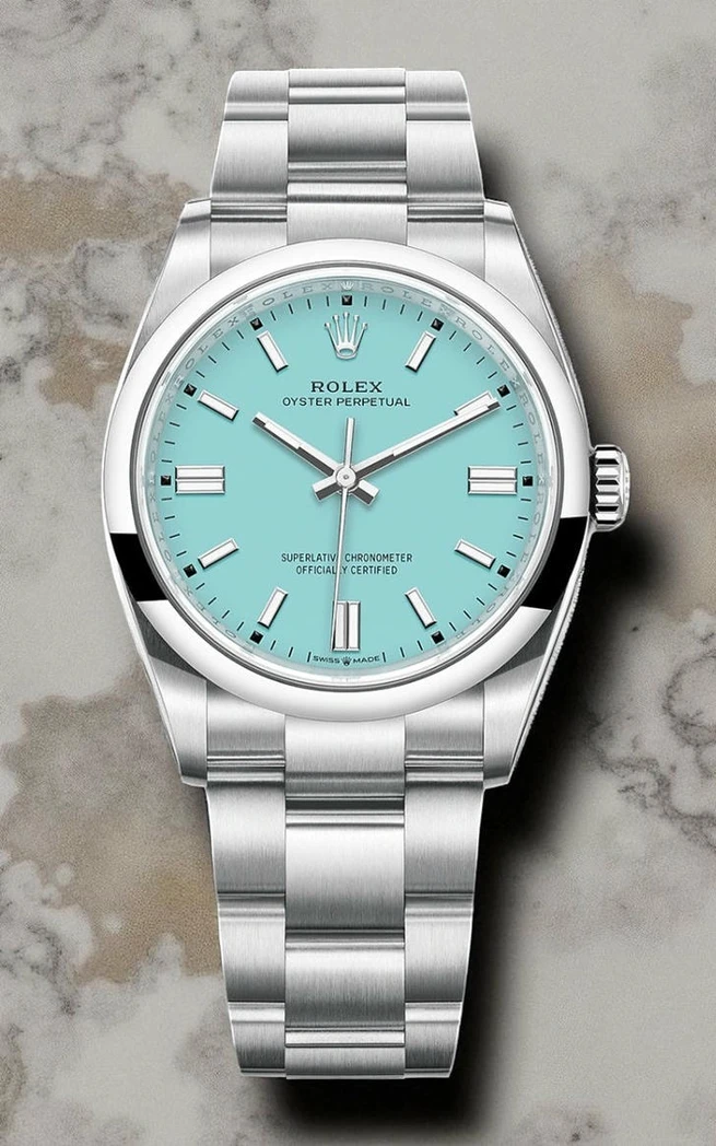 Rolex Oyster Perpetual In Oystersteel Turquoise Blue Dial Watch 17532 Pakistan