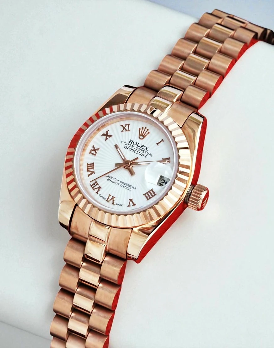 Rolex Oyster Perpetual Lady Datejust Rose Gold White Dial Watch Pakistan