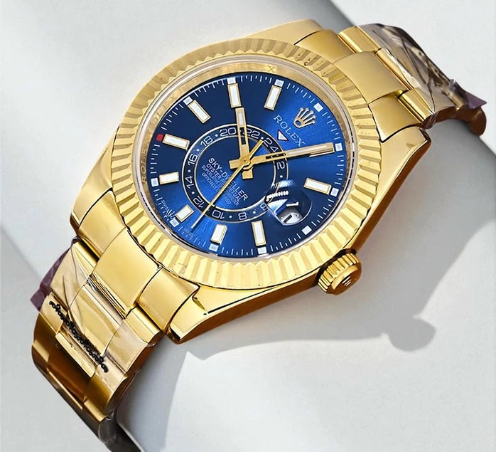 Rolex Sky Dweller Golden Chain Blue Dial Watch Pakistan
