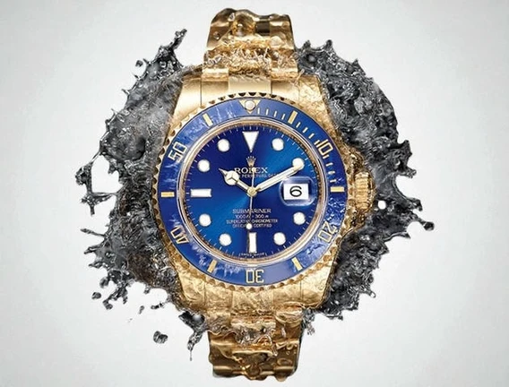 Rolex Submariner Blue Dial Golden Chain Watch Pakistan