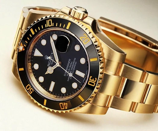 Rolex Submariner Golden Black Dial Watch Pakistan