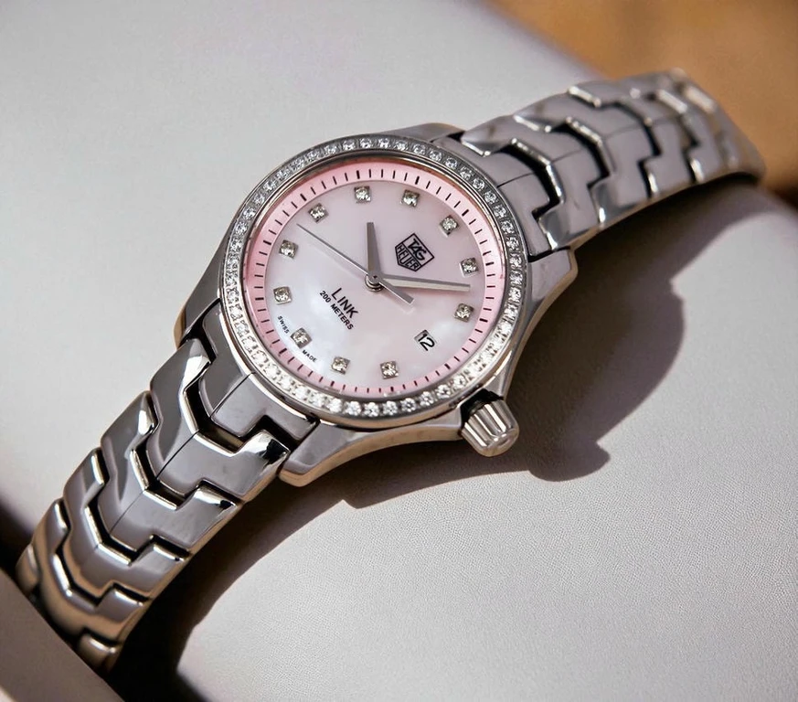 Tag Heuer Link Diamond Bezel And Marking With Pink Dial Lady Size Watch Pakistan