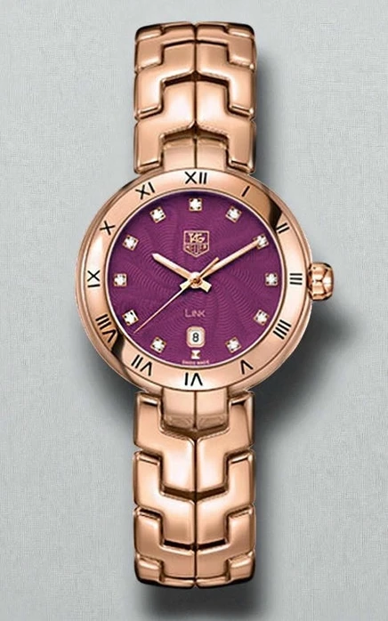 Tag Heuer Link Rose Gold Purple Dial Ladies Watch Pakistan