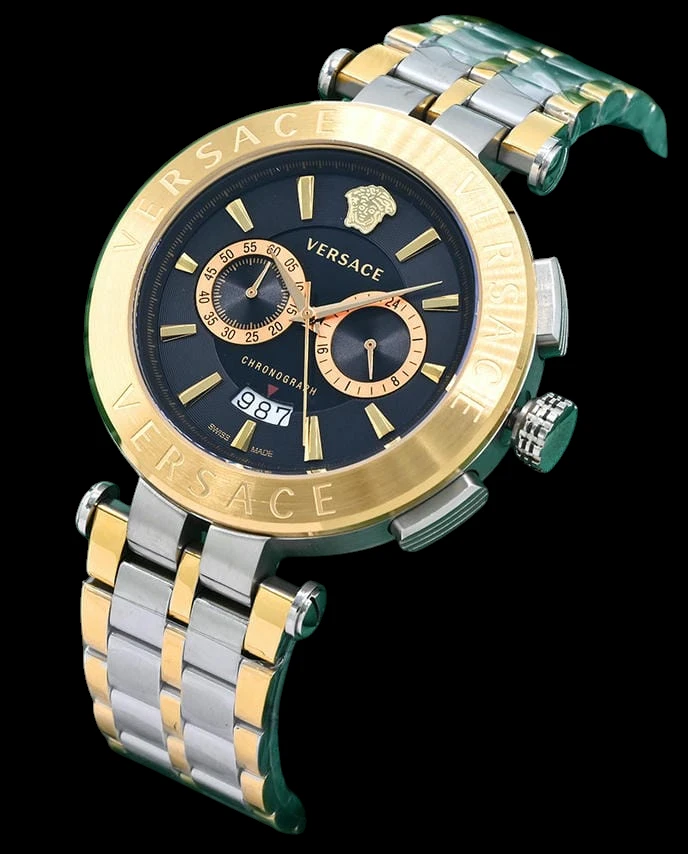Versace Aion Chronograph Two Tone Watch Photoroom