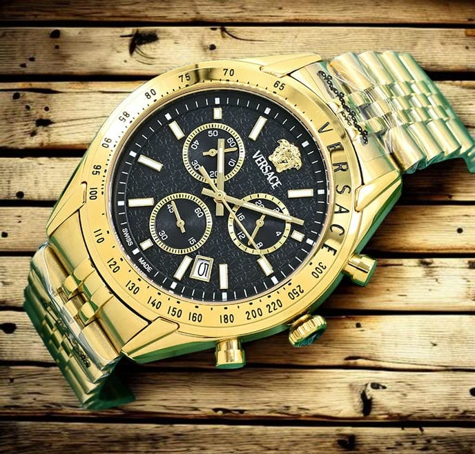 Versace Chrono Master Gold Tone Watch For Men Photoroom