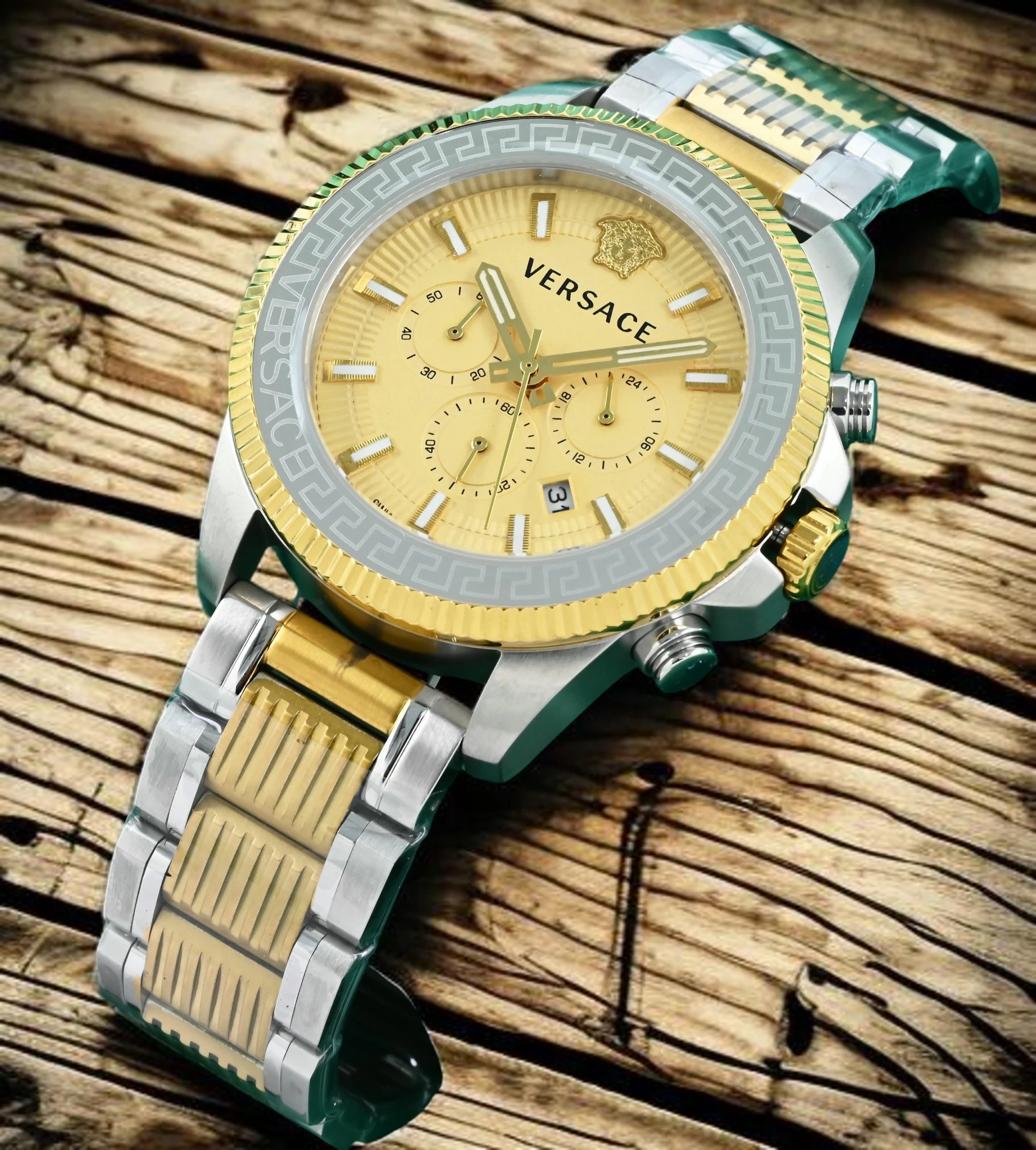 Versace Greca Chronograph Gold Dial Watch Photoroom 1780998191 B28b1dd5