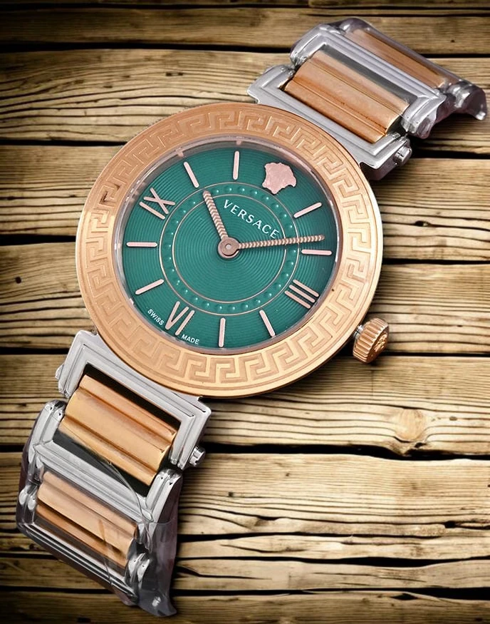 Versace Greca Sphere Nova Two Tone Green Dial Womens Watch Photoroom 1780998193 Aa453165