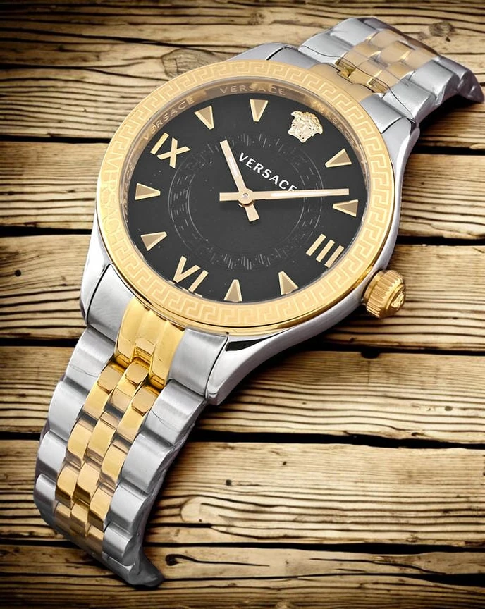 Versace Hellenyium Two Tone Black Dial Unisex Watch Photoroom 1780998193 884db626