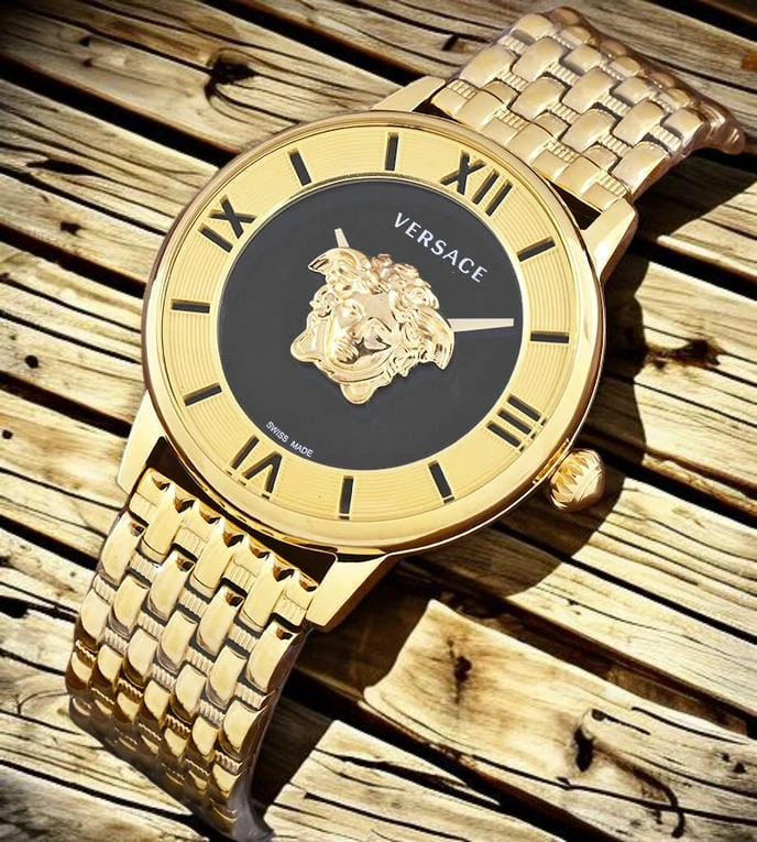 Versace La Medusa Gold Tone Watch Photoroom