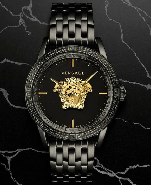 Versace Mens Swiss Palazzo Empire Black Ion Plated Stainless Steel Watch Pakistan