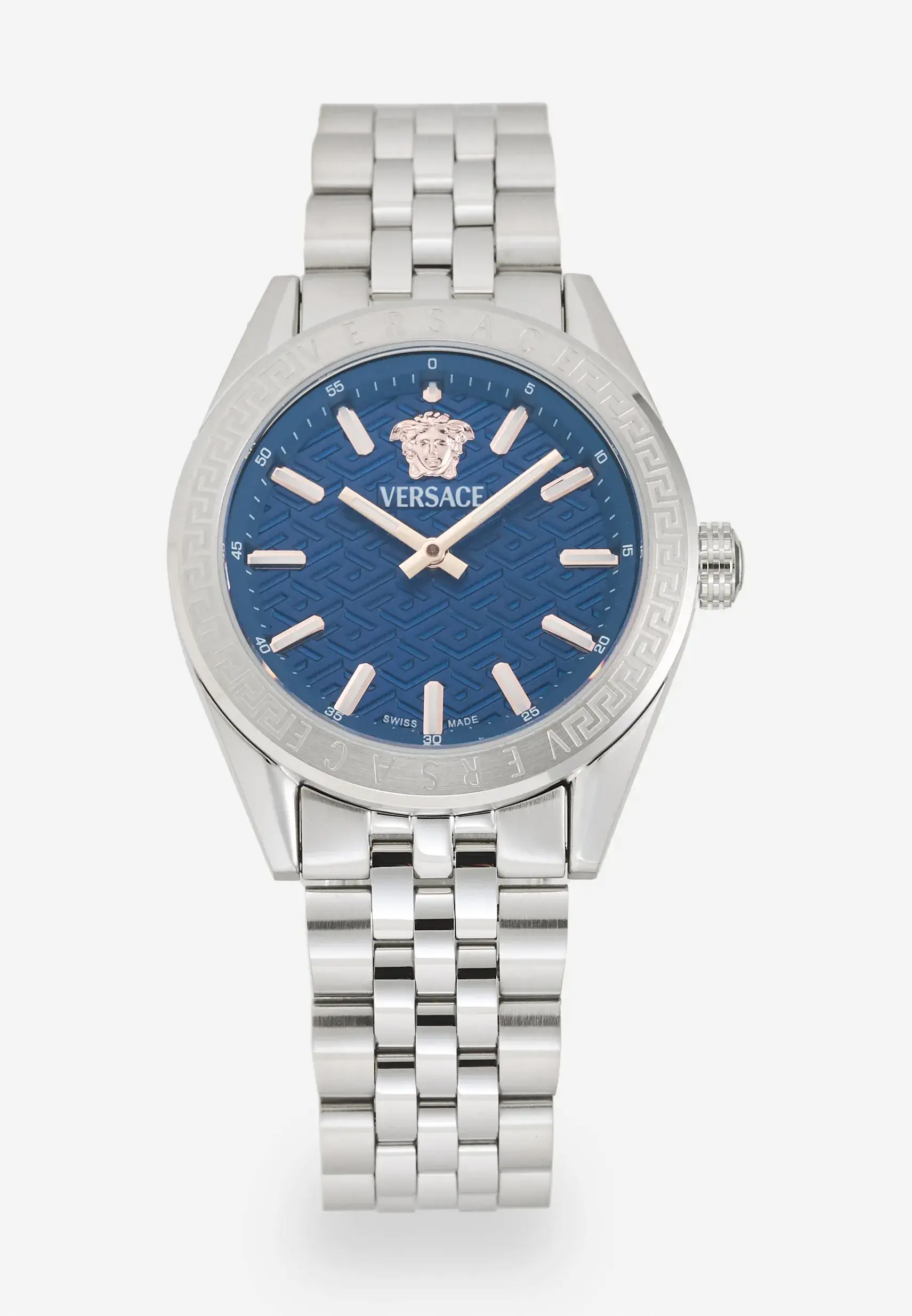 Versace V Code Silver Stainless Steel Blue Dial Quartz Watch 2026
